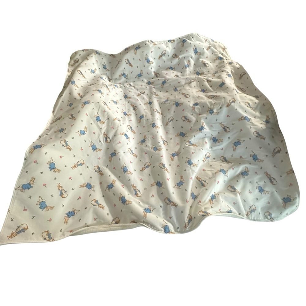 Cream Patterned Peter Rabbit Baby Blanket